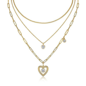 Layered Heart Charm Necklace - Stellaradorn