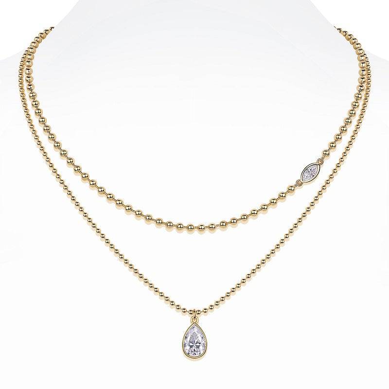 Layered Beaded Teardrop Pendant Necklace - Stellaradorn