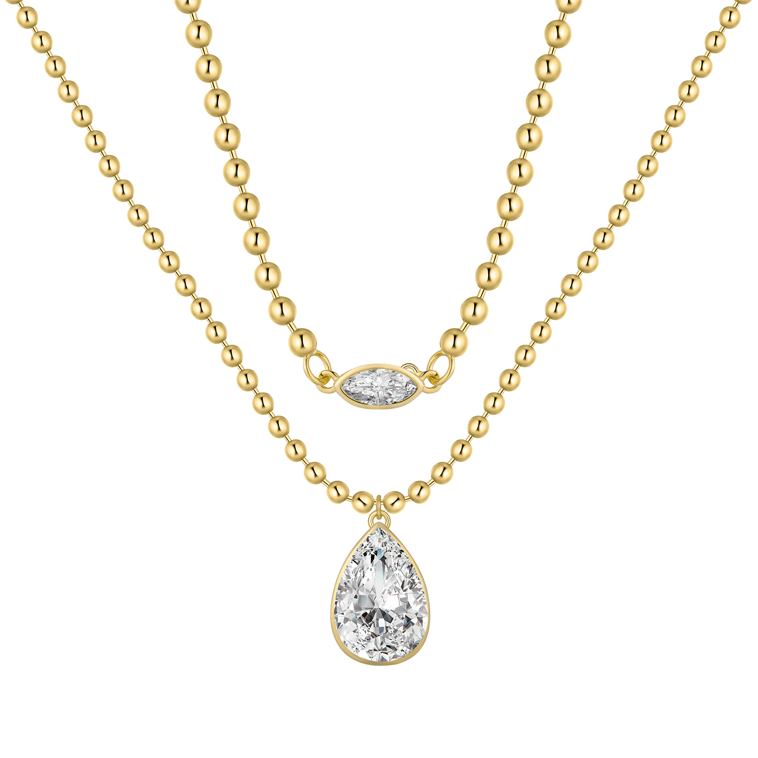 Layered Beaded Teardrop Pendant Necklace - Stellaradorn