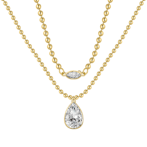 Layered Beaded Teardrop Pendant Necklace - Stellaradorn