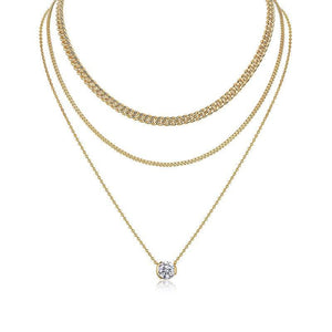 Layered Clavicle Chain Solitaire Necklace - Stellaradorn