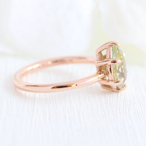 1.90 Ct Pear Sea Foam Green Sapphire Ring in 14k Rose Gold Low Profile Solitaire Ring, Size 6.25