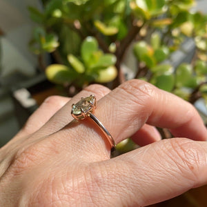 1.90 Ct Pear Sea Foam Green Sapphire Ring in 14k Rose Gold Low Profile Solitaire Ring, Size 6.25
