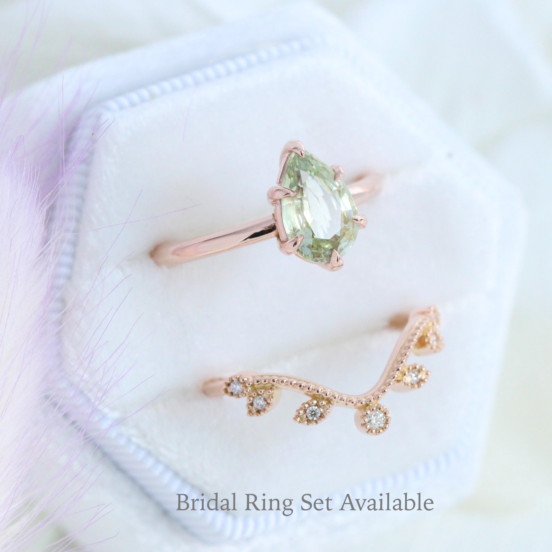 1.90 Ct Pear Sea Foam Green Sapphire Ring in 14k Rose Gold Low Profile Solitaire Ring, Size 6.25