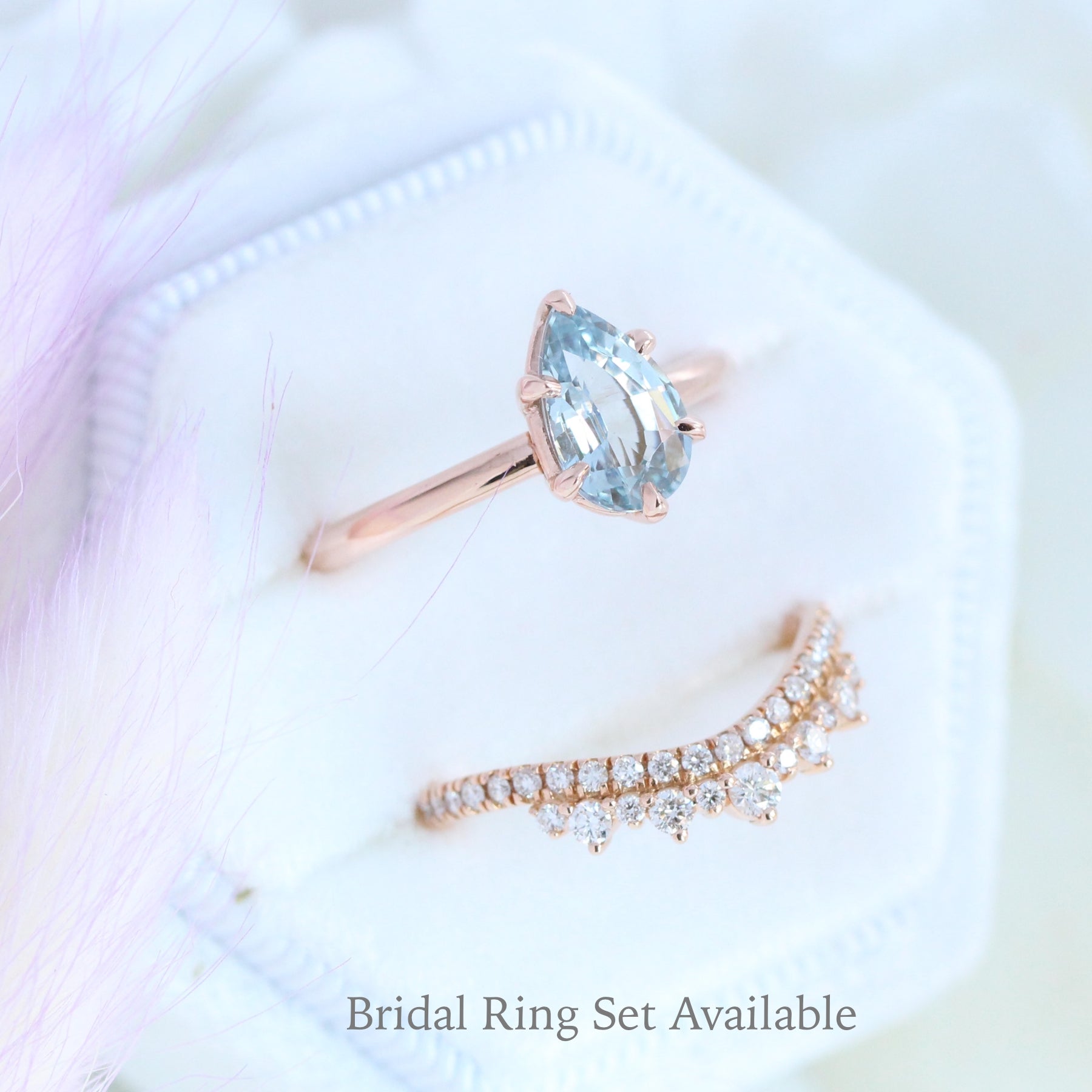 1.66 Ct Pear Aqua  Ring in 14k Rose Gold Low Profile Solitaire Ring, Size 6