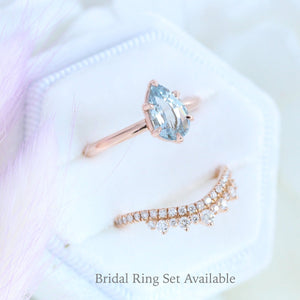 1.66 Ct Pear Aqua  Ring in 14k Rose Gold Low Profile Solitaire Ring, Size 6