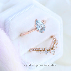 1.66 Ct Pear Aqua  Ring in 14k Rose Gold Low Profile Solitaire Ring, Size 6