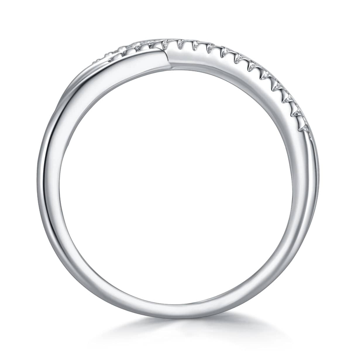 Criss Cross X-Shaped Half Eternity Stacking Ring - Stellaradorn