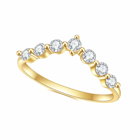 V-Shaped Crown Gold Stacking Ring - Stellaradorn
