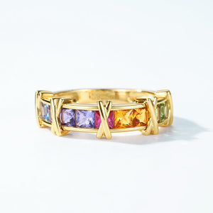 Rainbow Criss Cross  Baguette-Cut Ring - Stellaradorn
