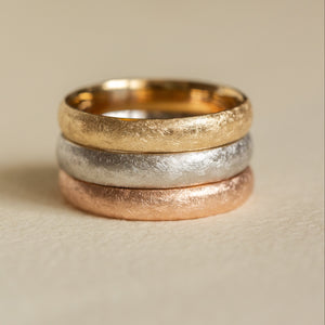 Frosted Texture Vintage Ring — 4MM Matte Gold Wedding Band