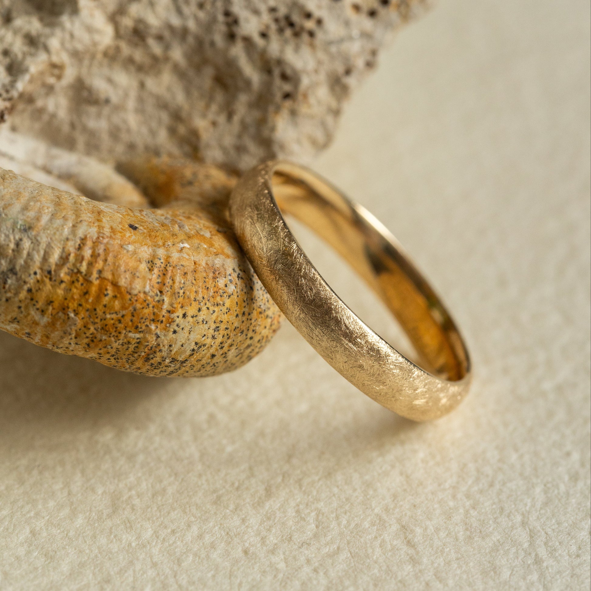 Frosted Texture Vintage Ring — 4MM Matte Gold Wedding Band