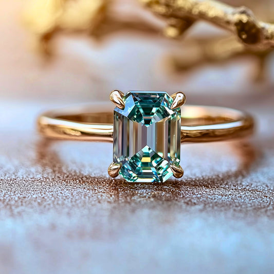 Leila 2CT Emerald Cut Green Gemstone Ring