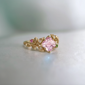 Dewblush Pink Tourmaline Engagement Ring, Engagement Ring Wedding Ring