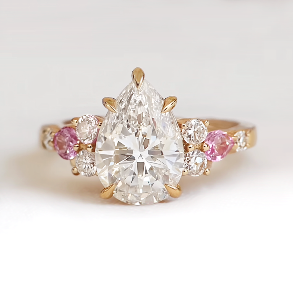 Claravine Pear Lab Diamond Engagement Ring, Engagement Ring