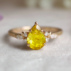 Sophie's Dew | Pear Cut Natural Yellow Sapphire Engagement Ring