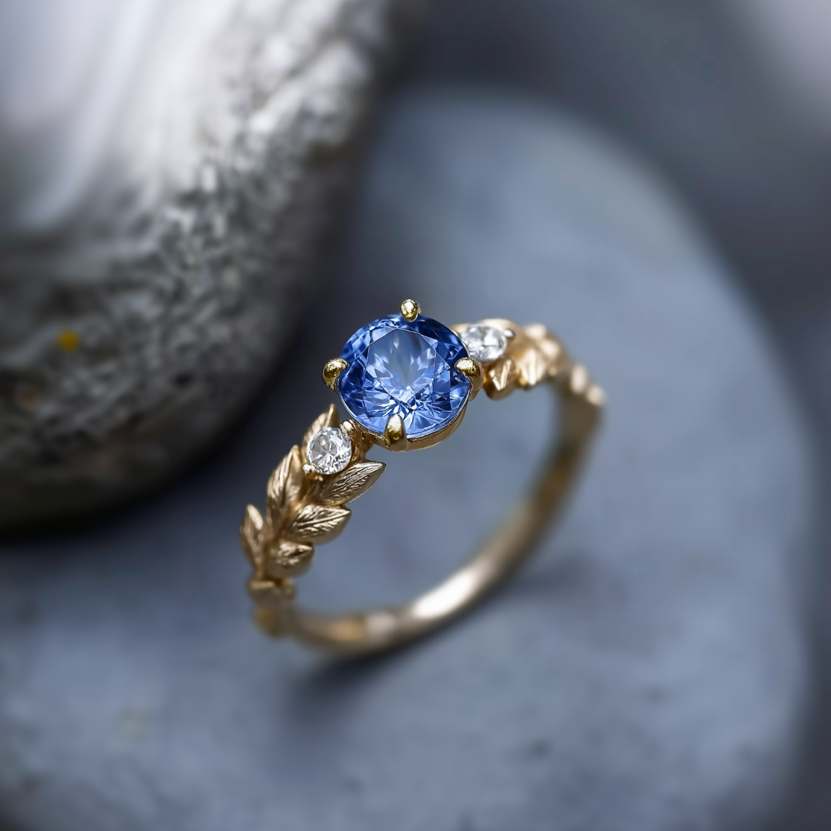 Iris’s Twilight | Blue Sapphire Solitaire Engagement Ring