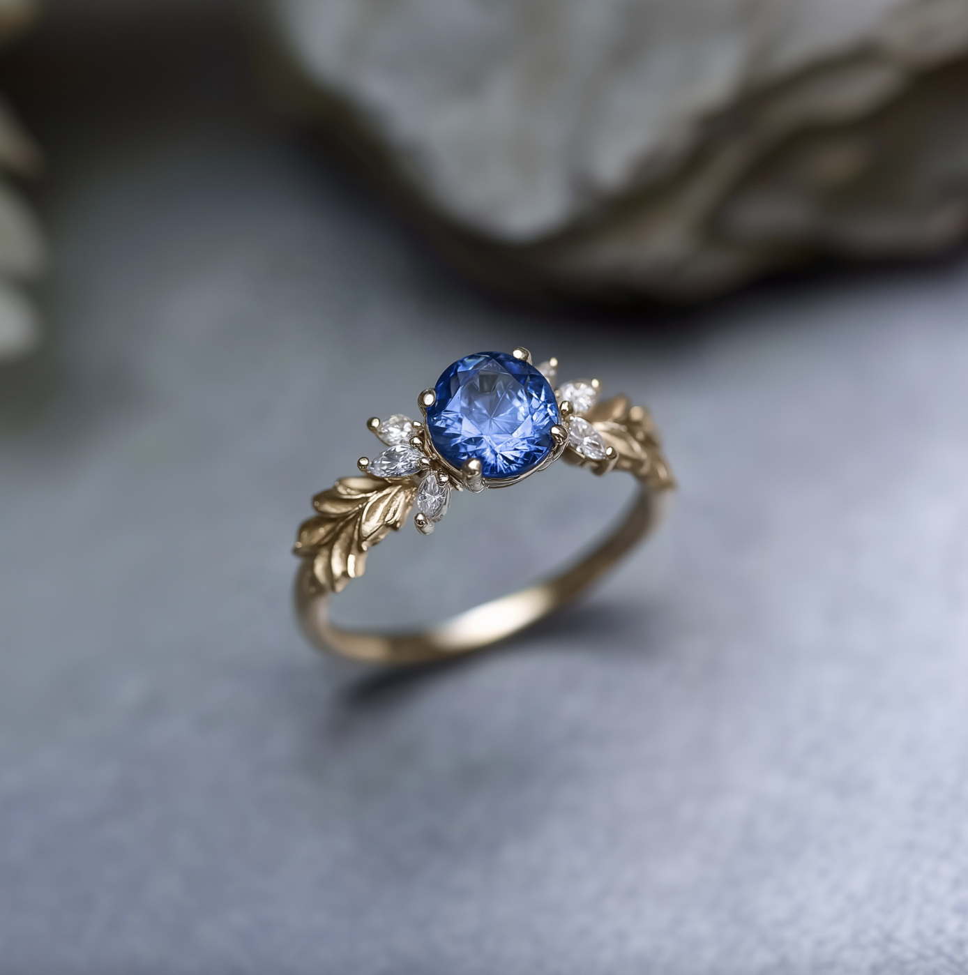 Stella‘s Folio | Blue Sapphire & Diamond Vine Engagement Ring