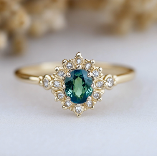Celestial Promise Blue Sapphire ring, Blue Sapphire Engagement ring