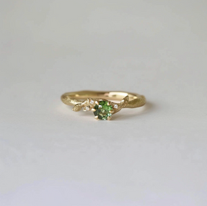 Green Fairy Sapphire ring, Rare Green Blue Sapphire Engagement ring