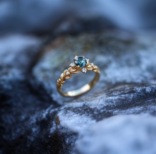 Twilight Garden Sapphire Engagement Ring, Blue Sapphire Ring