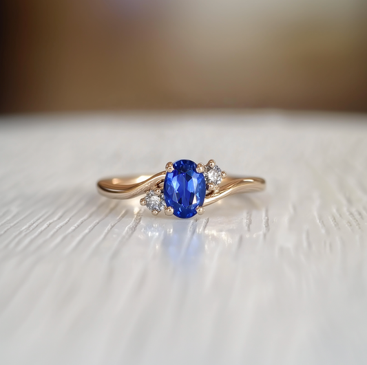 Simple Royal Blue Sapphire Engagement ring, classic Sapphire Engagement ring
