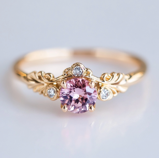 Dreamweaver Rose Quartz Engagement Ring, Pink Quartz Engagement ring