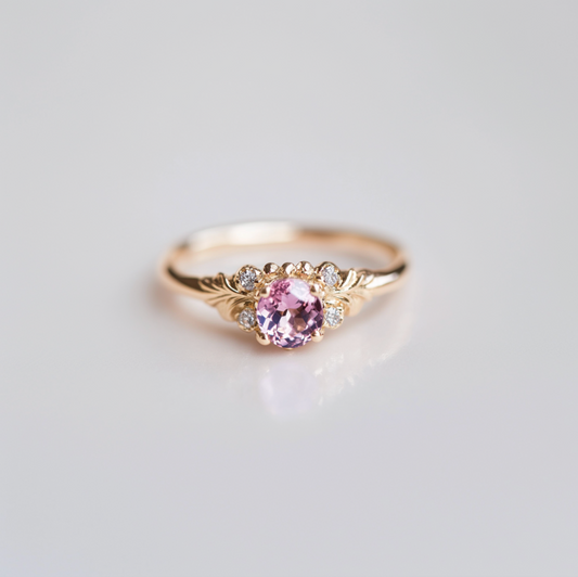 Luna Blush Rose Quartz Engagement Ring, Pink Quartz Engagement ring