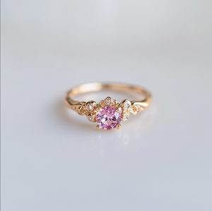 Glimmering Veil Rose Quartz Engagement Ring, Pink Quartz Engagement ring