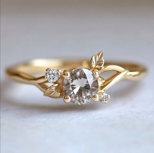 Frostfall Salt and Pepper Diamond Ring, Diamond Engagement Ring