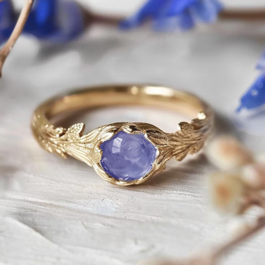 Twilight Bloom Tanzanite Engagement Ring, Tanzanite ring