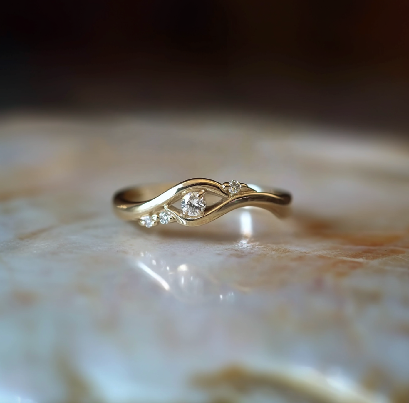 Bird's Eye 14k Gold Diamond Engagement Ring