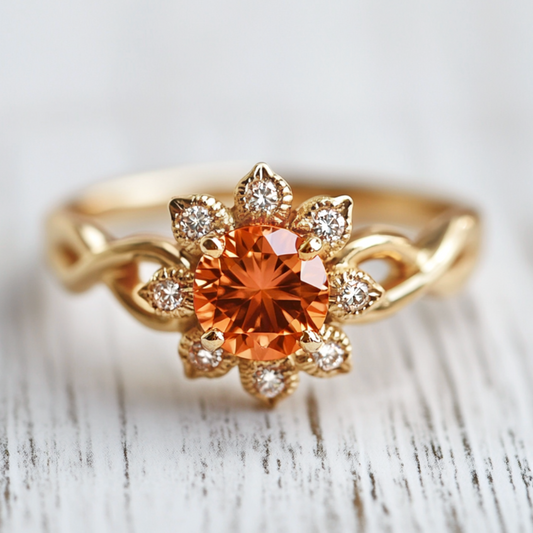 Eve's Garden Orange Garnet Engagement Ring, Garnet engagement ring