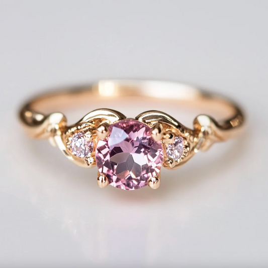 Wishmaker Rose Quartz Engagement Ring, Pink Quartz Engagement ring