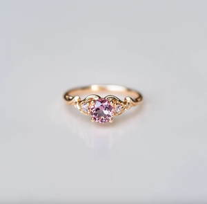 Wishmaker Rose Quartz Engagement Ring, Pink Quartz Engagement ring