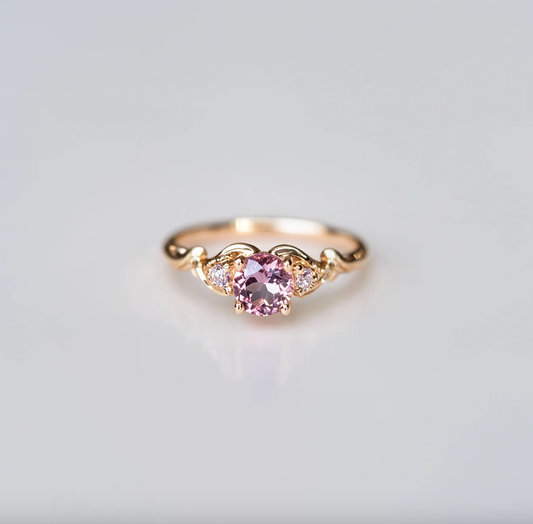 Wishmaker Rose Quartz Engagement Ring, Pink Quartz Engagement ring