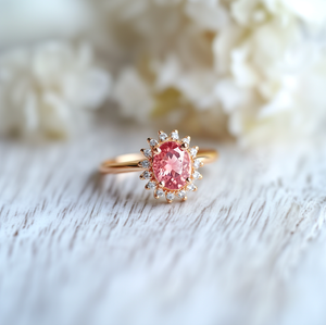 Rosy Reverie Pink tourmaline Ring, 14k Gold Engagement Ring