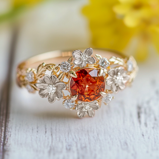 Eve's Garden Mandarine Garnet Engagement Ring, Fanta Engagement Ring