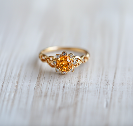 14k Citrine Engagement Ring, Citrine Engagement Ring