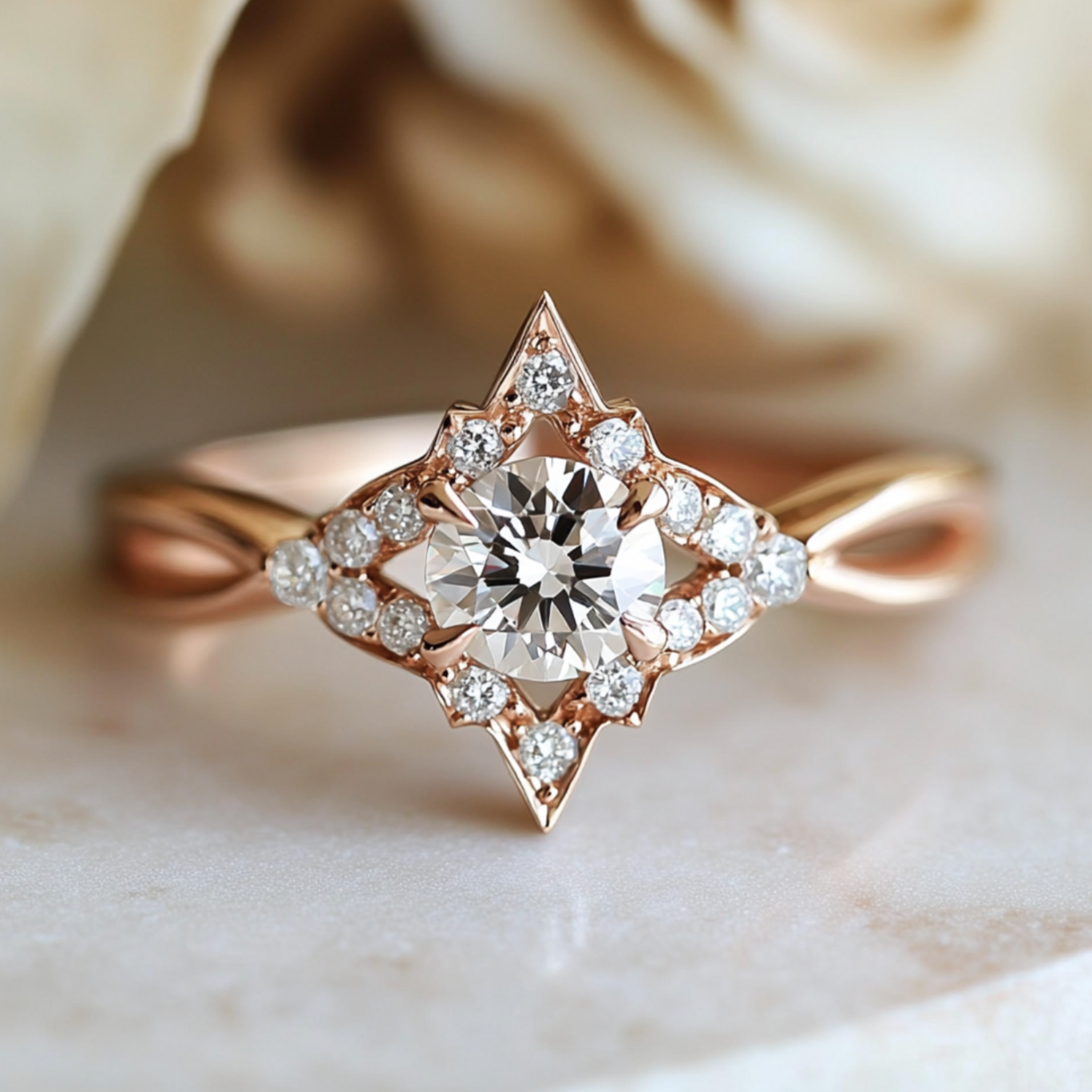 Astra Ring, The Venus 14k Diamond Engagement Ring, Diamond Wedding Ring