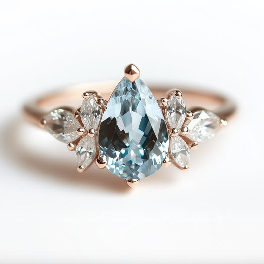 Ocean Fairy Aquamarine Ring, Aquamarine Wedding Rings, Engagement ring