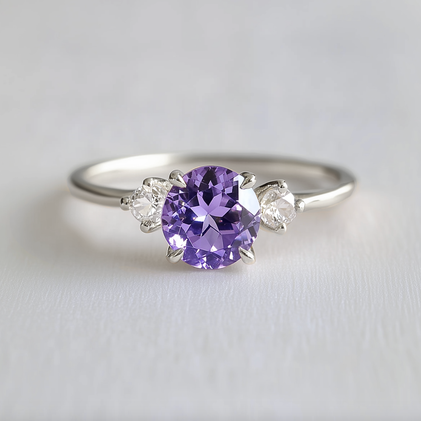 Velvet Twilight | Three-Stone Tanzanite & Moissanite Ring