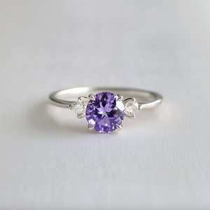 Velvet Twilight | Three-Stone Tanzanite & Moissanite Ring