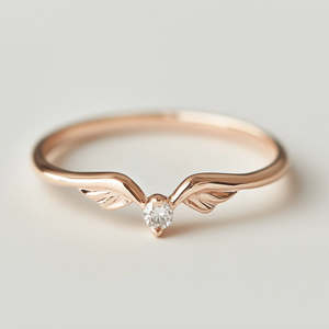 Angel‘s Whisper | V-Wing Solitaire Diamond Wedding Band