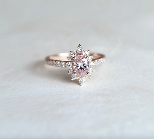 Rosy Blush Rose quartz Ring, 14k Gold Engagement Ring