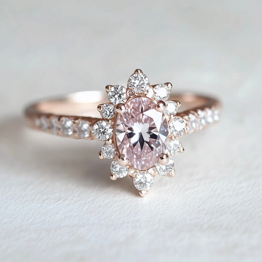 Rosy Blush Rose quartz Ring, 14k Gold Engagement Ring