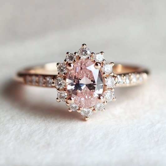 Cotton candy Rose quartz Ring, 14k Gold Engagement Ring