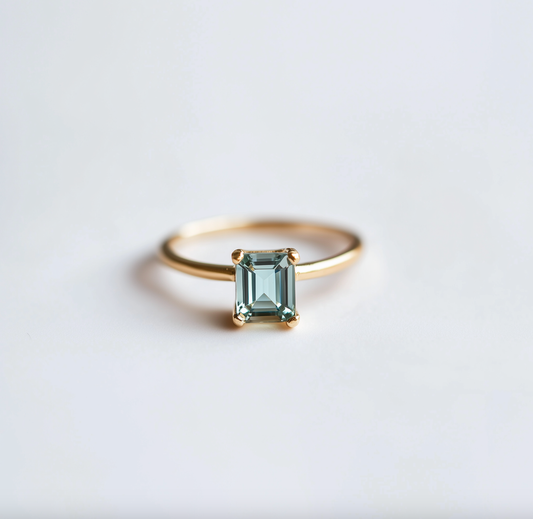 Gaia Solitary Green Tourmaline Engagement Ring