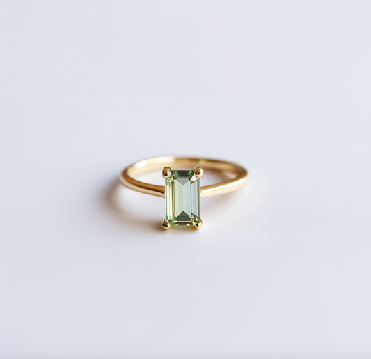Demeter Solitary Green Tourmaline Engagement Ring