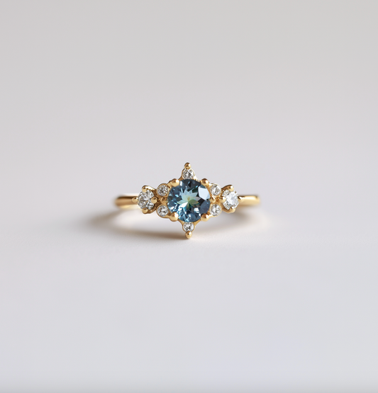 Selene’s Horizon 14k Gold Blue Sapphire ring, Blue Sapphire Engagement ring